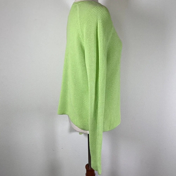 Sweaty Betty Idol Mesh Sweater Women's Large Neon Green Crewneck Athletic Run - Picture 4 of 14